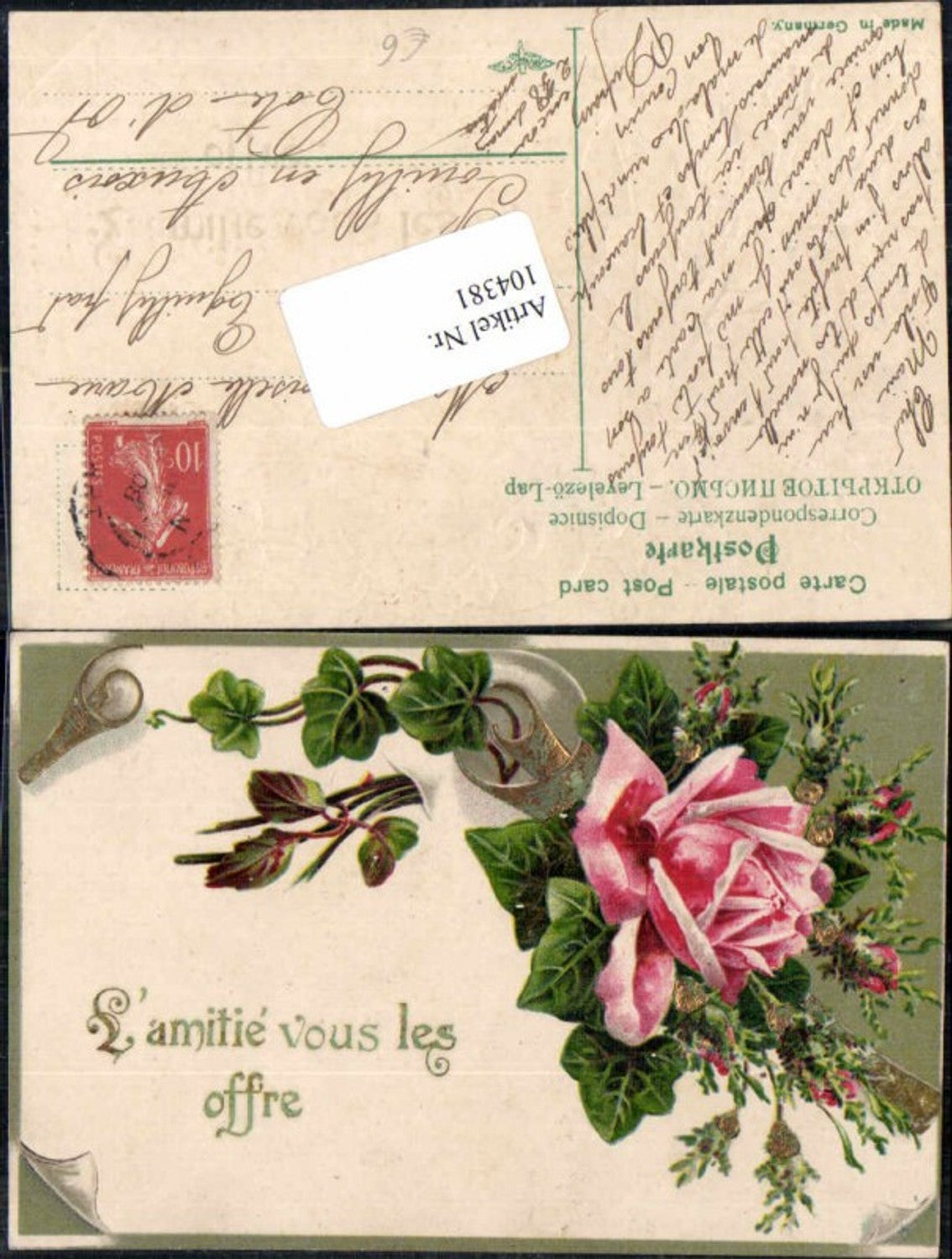 104381,Präge AK Litho Rosen Rose Blume Art Deco