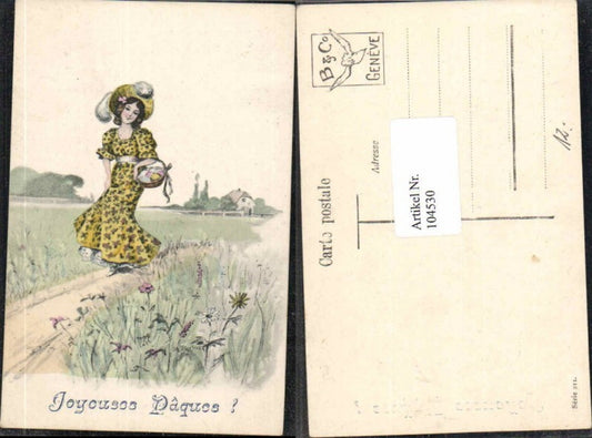 104530,Ostern Litho Jugendstil Art Nouveau HUT Bressler sign