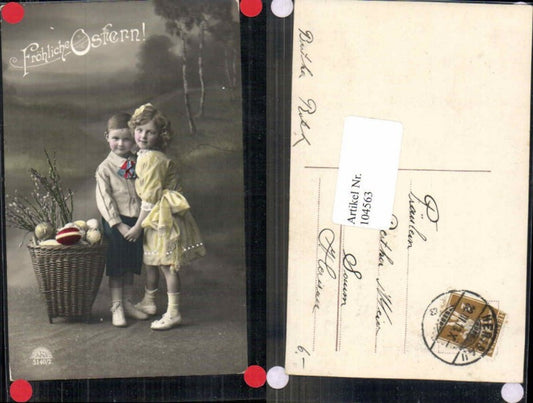 104563,Ostern Süsse Kinder Korb Ostereier Edwardian Fashion Girl