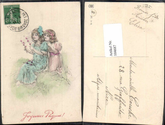 104687,Ostern Art Nouveau Kinder Jugendstil 1900