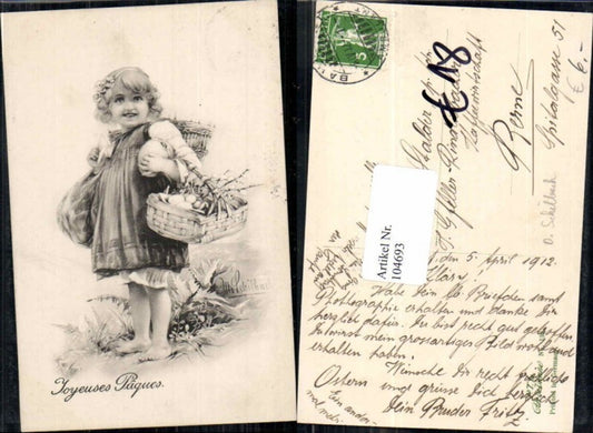 104693,Ostern O. Schilbach Art Nouveau Kind PTL Art de Vienne