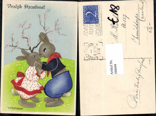 104694,Ostern Osterhase vermenschlicht Willy Schermele sign