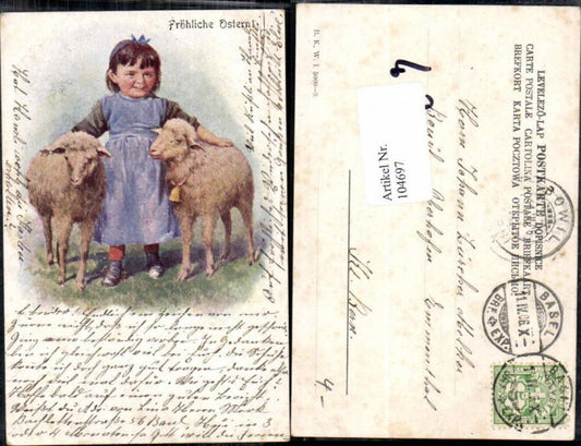 104697,Ostern Litho Schaf Kind B.K.W.I 5000-9