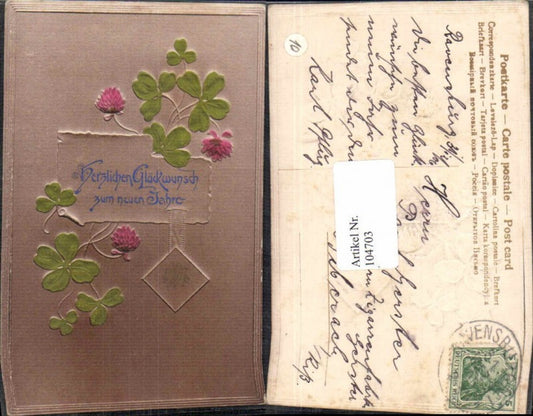 104703,Präge AK Ostern Klee Kleeblatt Blumen