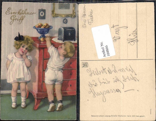 104866,Meissner & Buch 2833 Süsse Kinder Apfel Obst sign M.S.M.