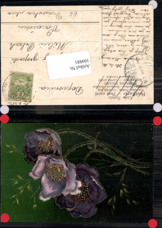 104881,Tolle Präge Karte Blumen 1905