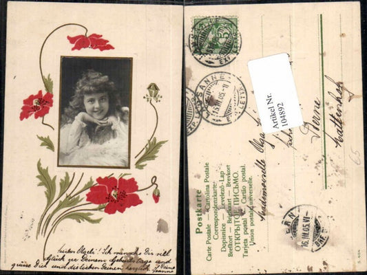 104892,Präge AK Blume Mädchen Portrait 1900