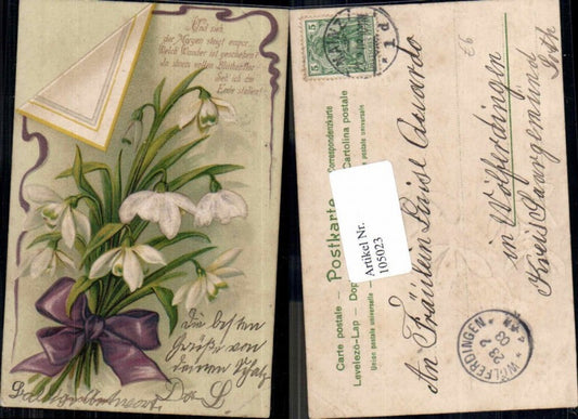 105023, Great embossed lithograph of flowers and snowdrops