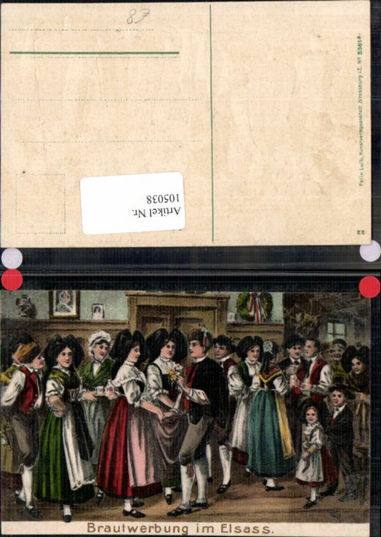 105038, embossed postcard Alsace Strasbourg bridal advertisement traditional costume