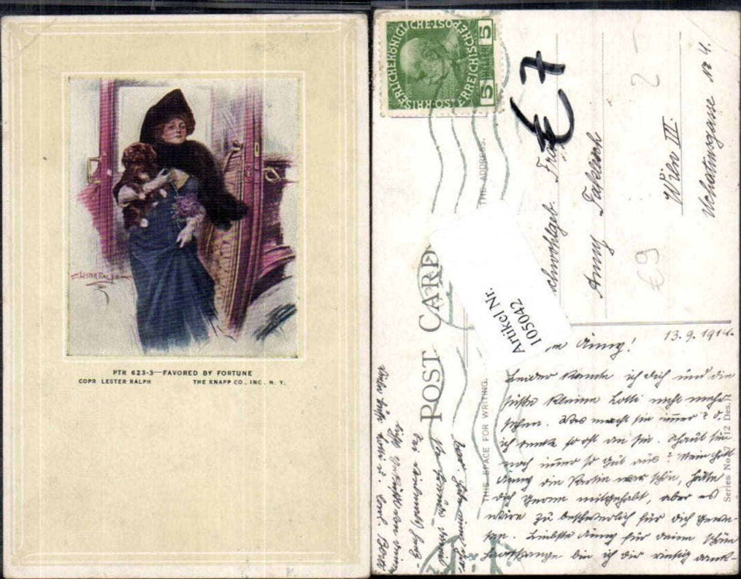 105042,Art Nouveau Hund Frau Jugendstil Glamour Lester Ralph sign