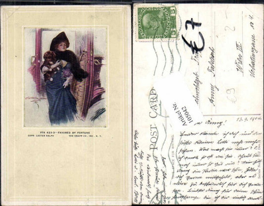 105042,Art Nouveau Hund Frau Jugendstil Glamour Lester Ralph sign