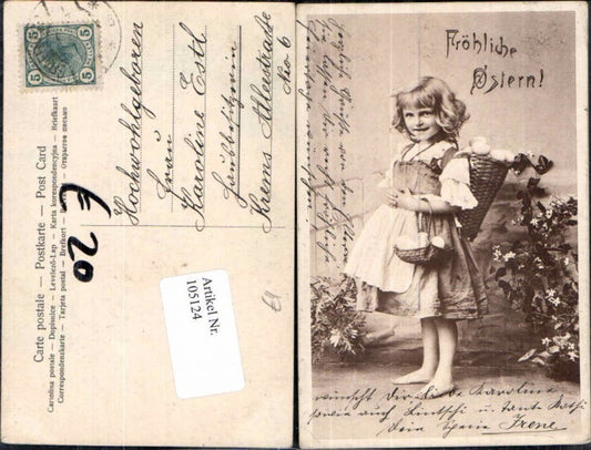 105124,Ostern Süsses Mädchen Girl Korb am Rücken Ostereier