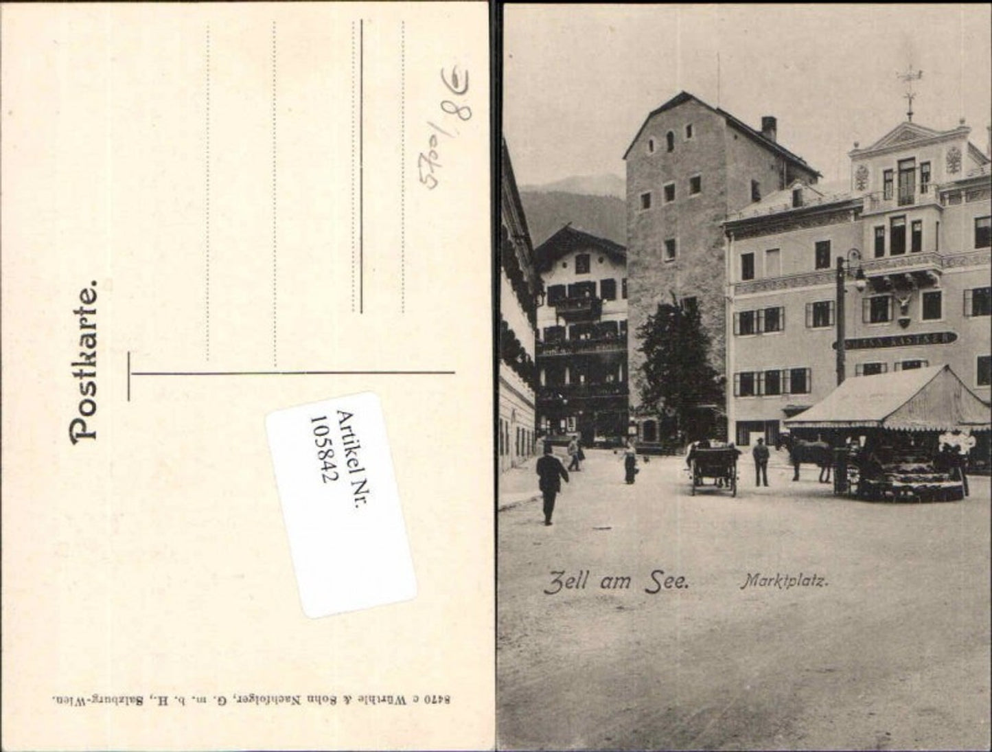 105842,Zell am See Marktplatz m. Kutsche Leute Gasthaus Kastner