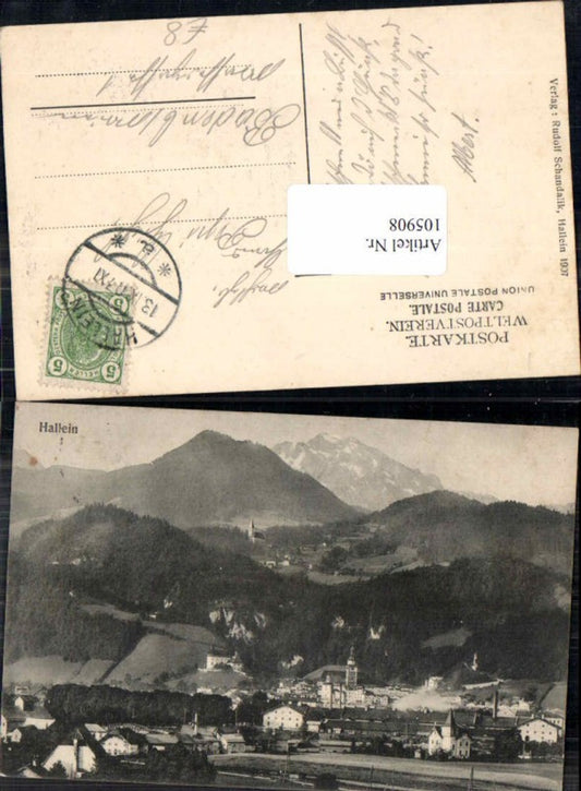 105908,Hallein Totale des Ortes 1907