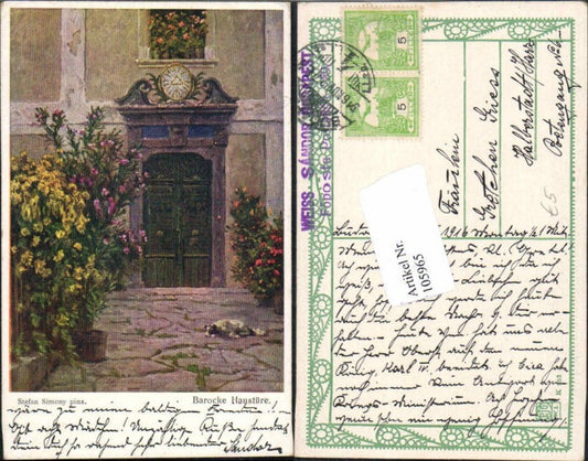 105965,Stefan Simony Barocke Haustüre Hund liegt am Boden