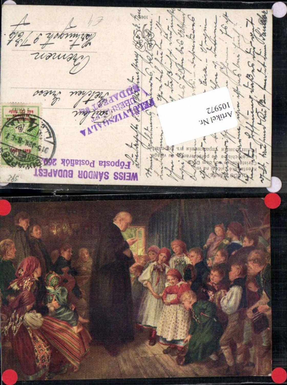105972,Pfarrer Priester m. Kinder in Stube Quido Manes