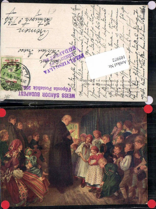105972,Pfarrer Priester m. Kinder in Stube Quido Manes