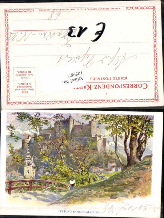 105987,Litho Salzburg Hohensalzburg H. Nowack sign.