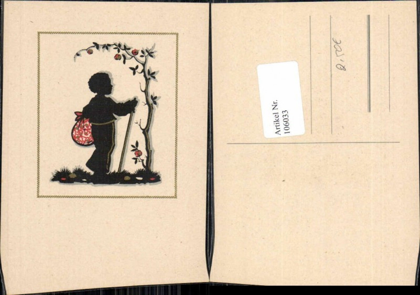 106033, Paper cut silhouette child bush