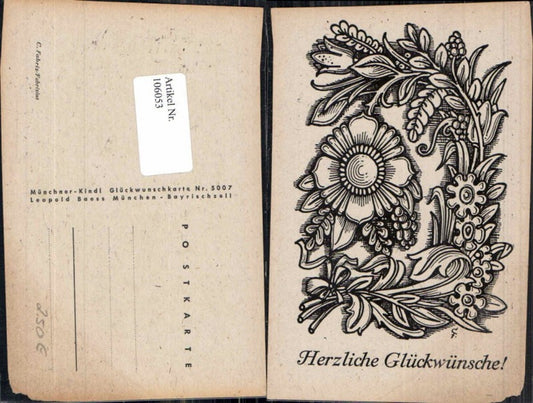 106053,Scherenschnitt Silhouette Blumen Münchner Kindl AK