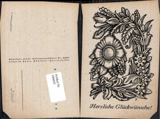 106055,Scherenschnitt Silhouette Blumen Münchner Kindl AK