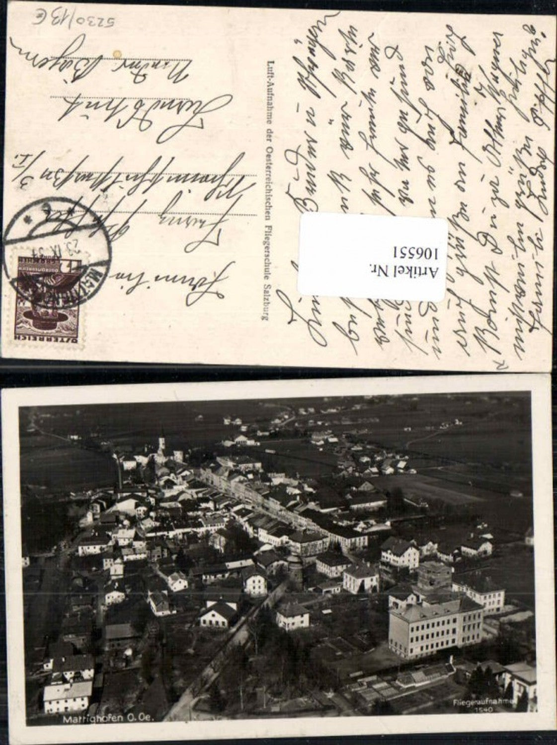 106551,Fliegeraufnahme 1540 Mattighofen  um 1930