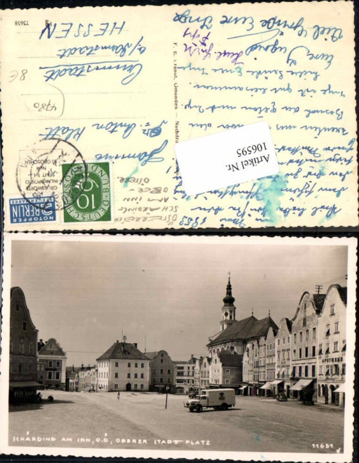 106595,Tolle FotoAK Schärding am Inn Oberer Stadtplatz LKW Apotheke