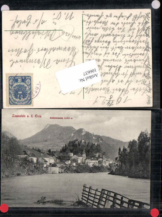 106637,Losenstein a.d. Enns Ortsansicht vom Fluss 1920