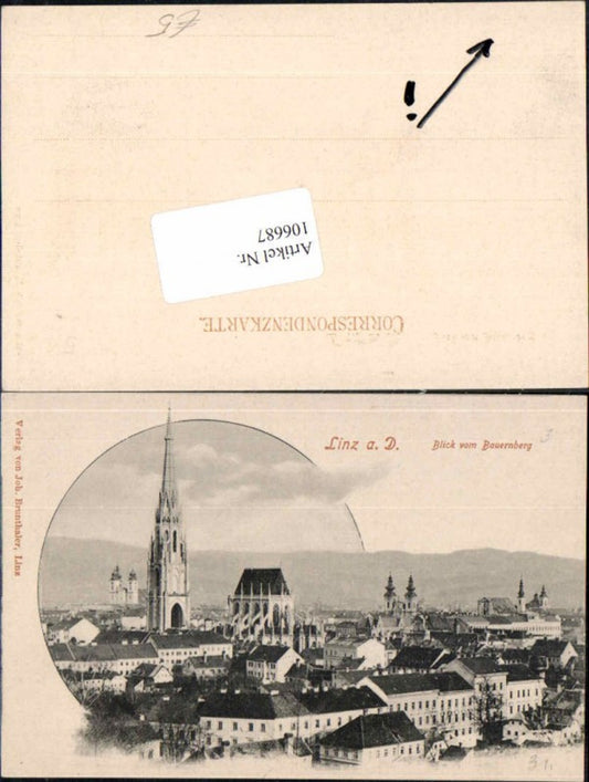 106687,Linz a.d. Donau Blick vom Bauernberg Häuser Kirche