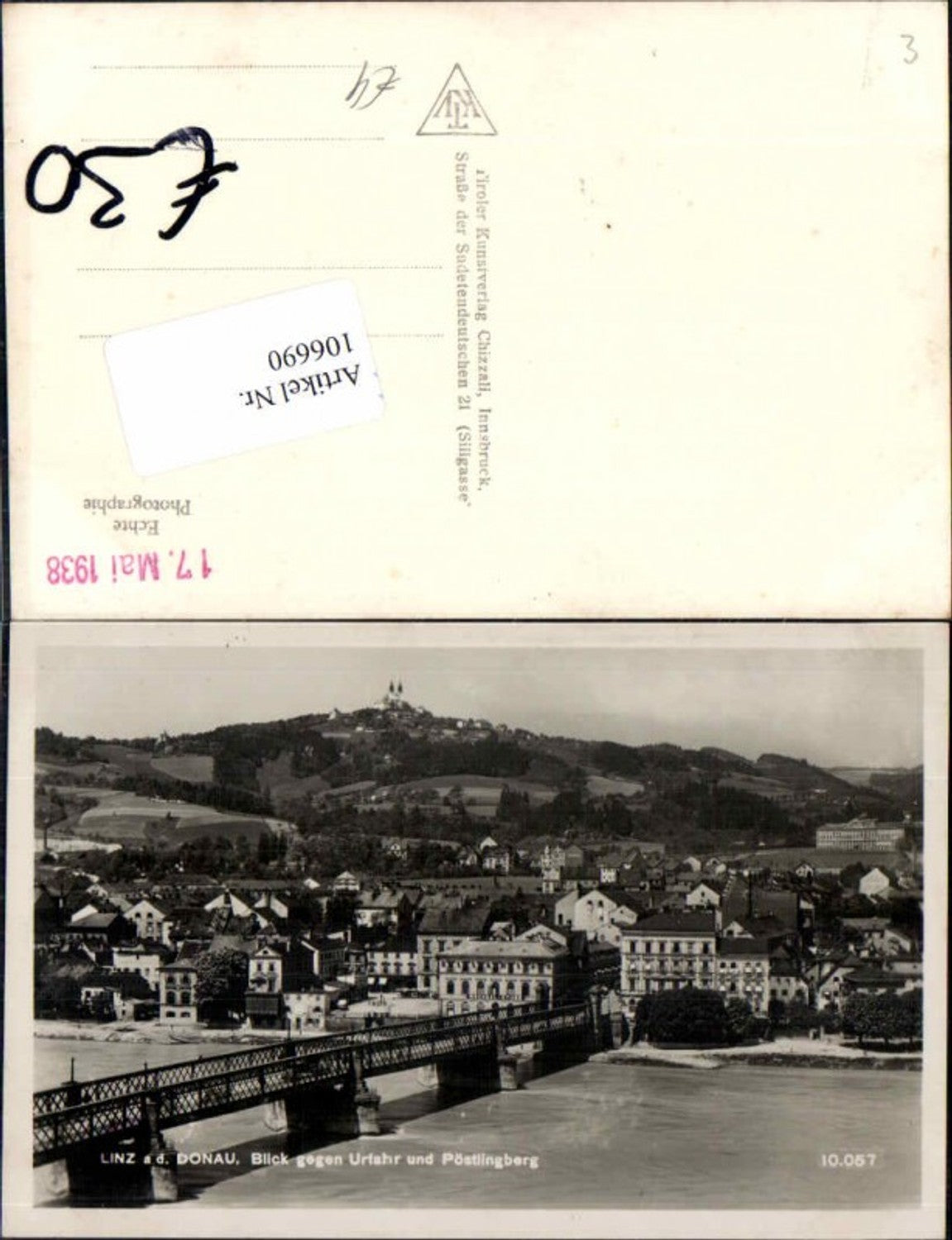 106690,Linz a.d. Donau Blick nach Urfahr Brücke