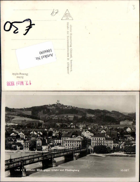 106690,Linz a.d. Donau Blick nach Urfahr Brücke