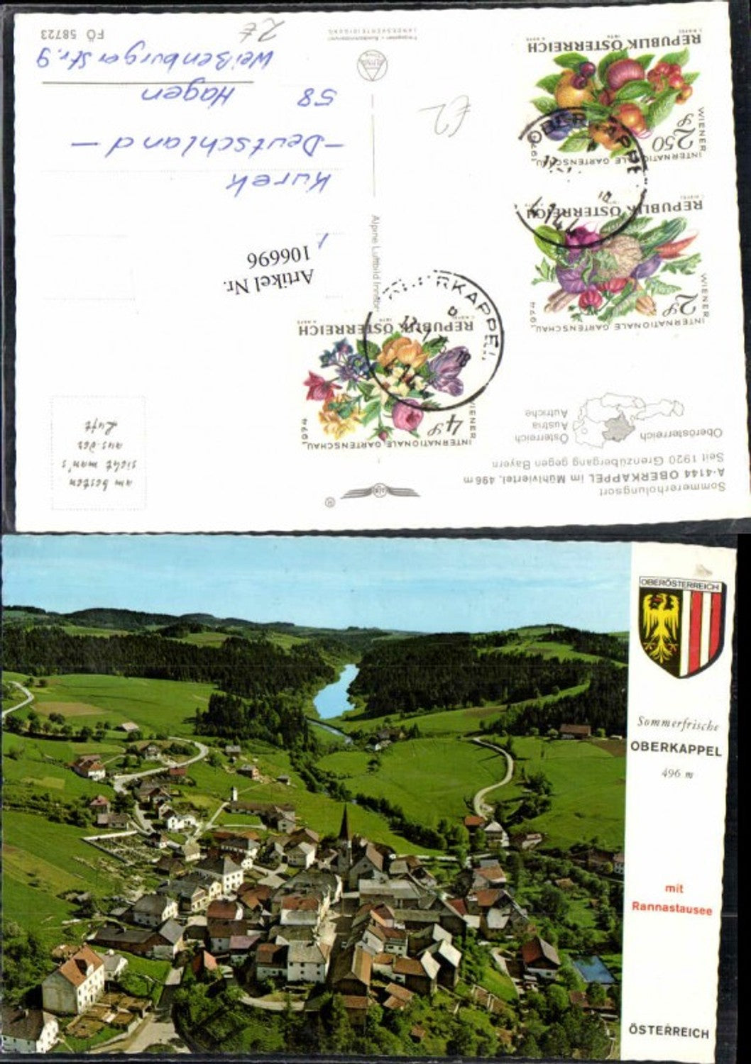 106696, Alpine aerial photograph Oberkappel Rannastausee