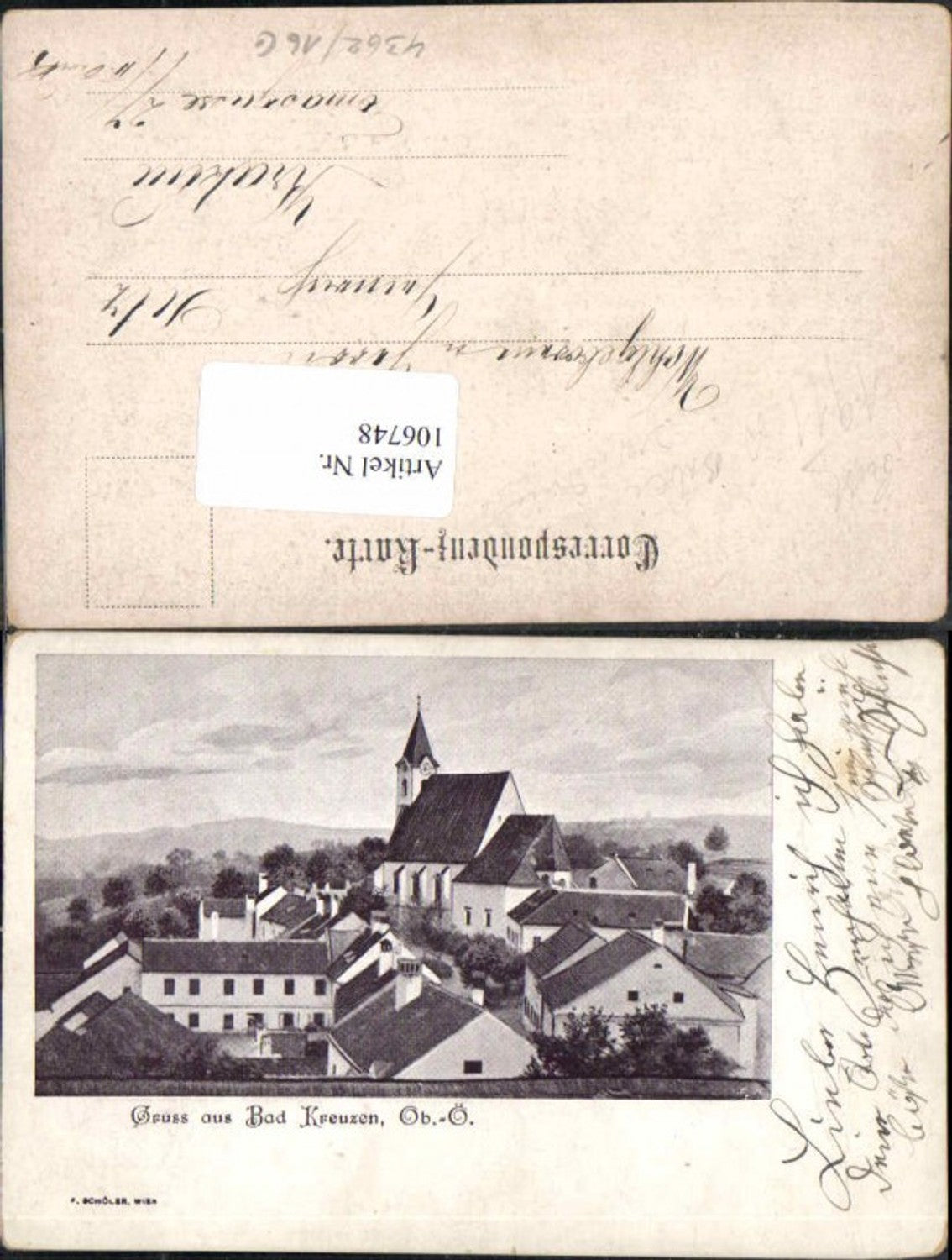 106748,Gruss aus Bad Kreuzen bei Grein Häuseransicht 1900