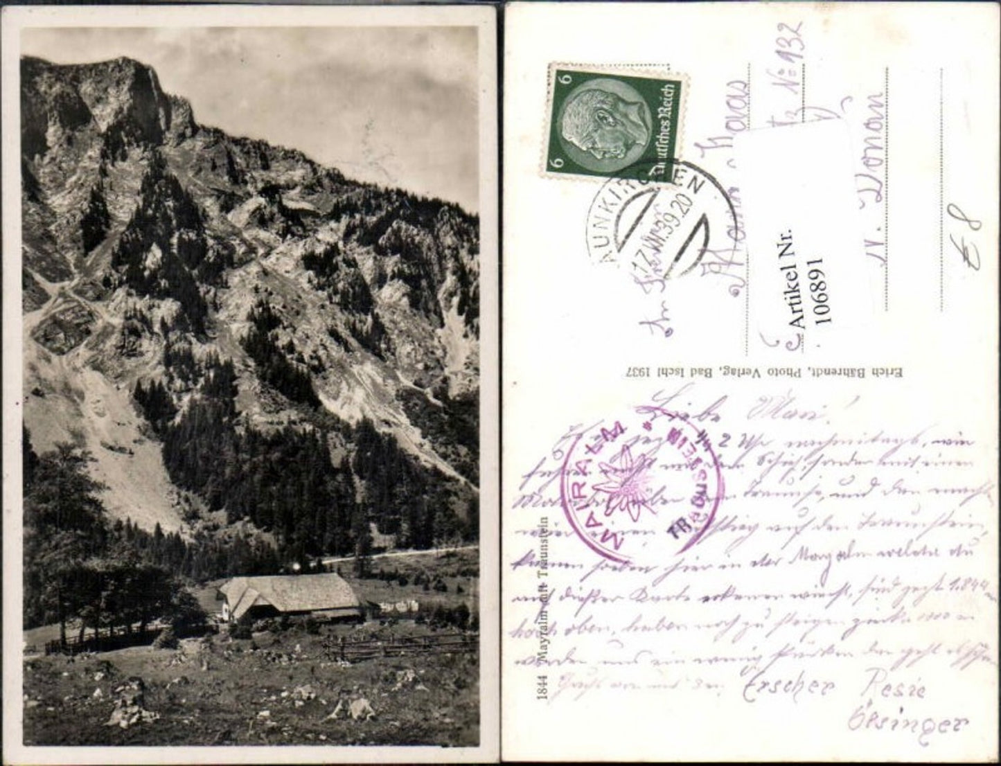 106891,Mayralm m. Traunstein b. Gmunden Traunkirchen 1939