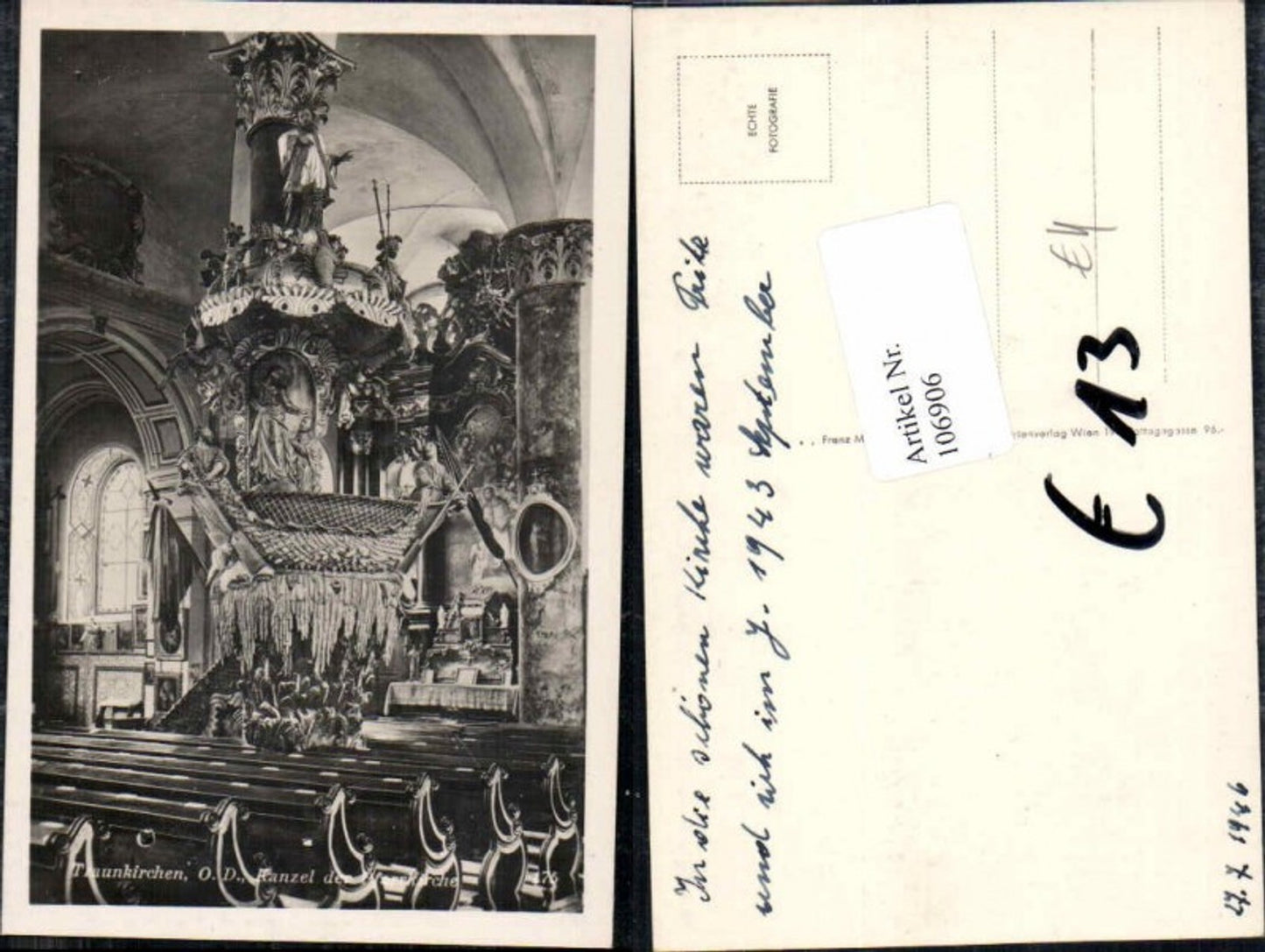 106906,Traunkirchen Kanzel in d. Kirche