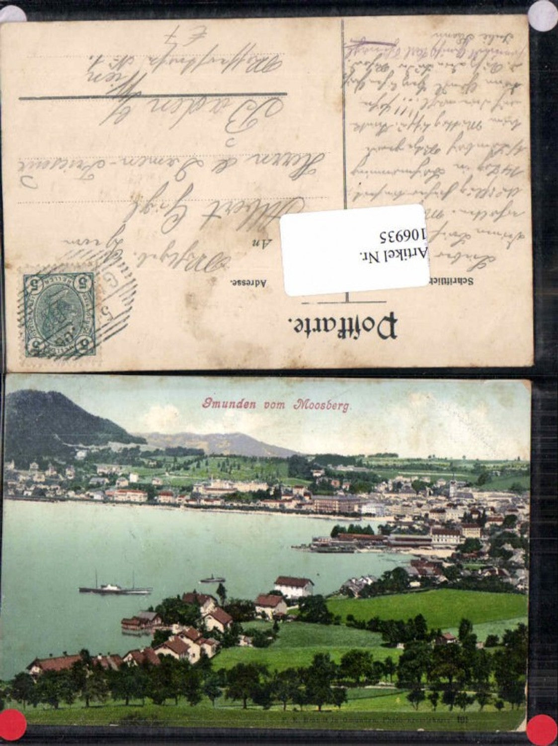 106935, Gmunden from Moosberg Great view of the town 1905