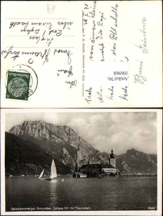 106968,Gmunden m. Schloss Orth Ort Segelboot Brandt 5025