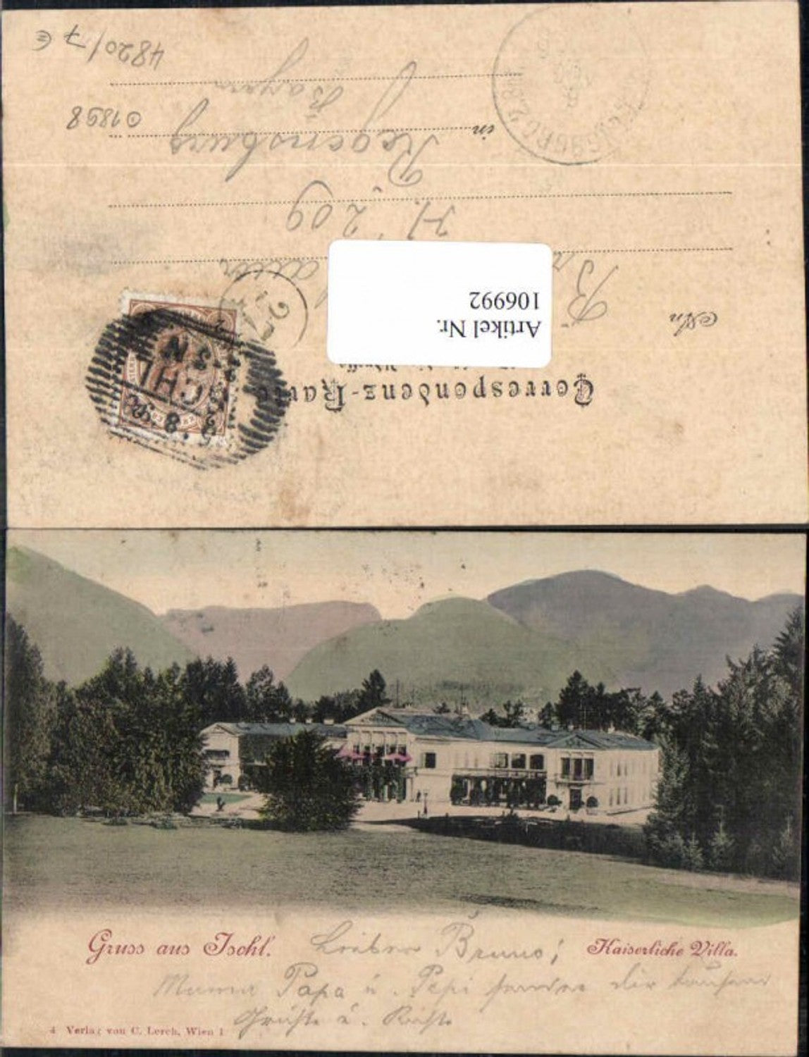 106992,Gruss aus Ischl Kaiser Villa 1898