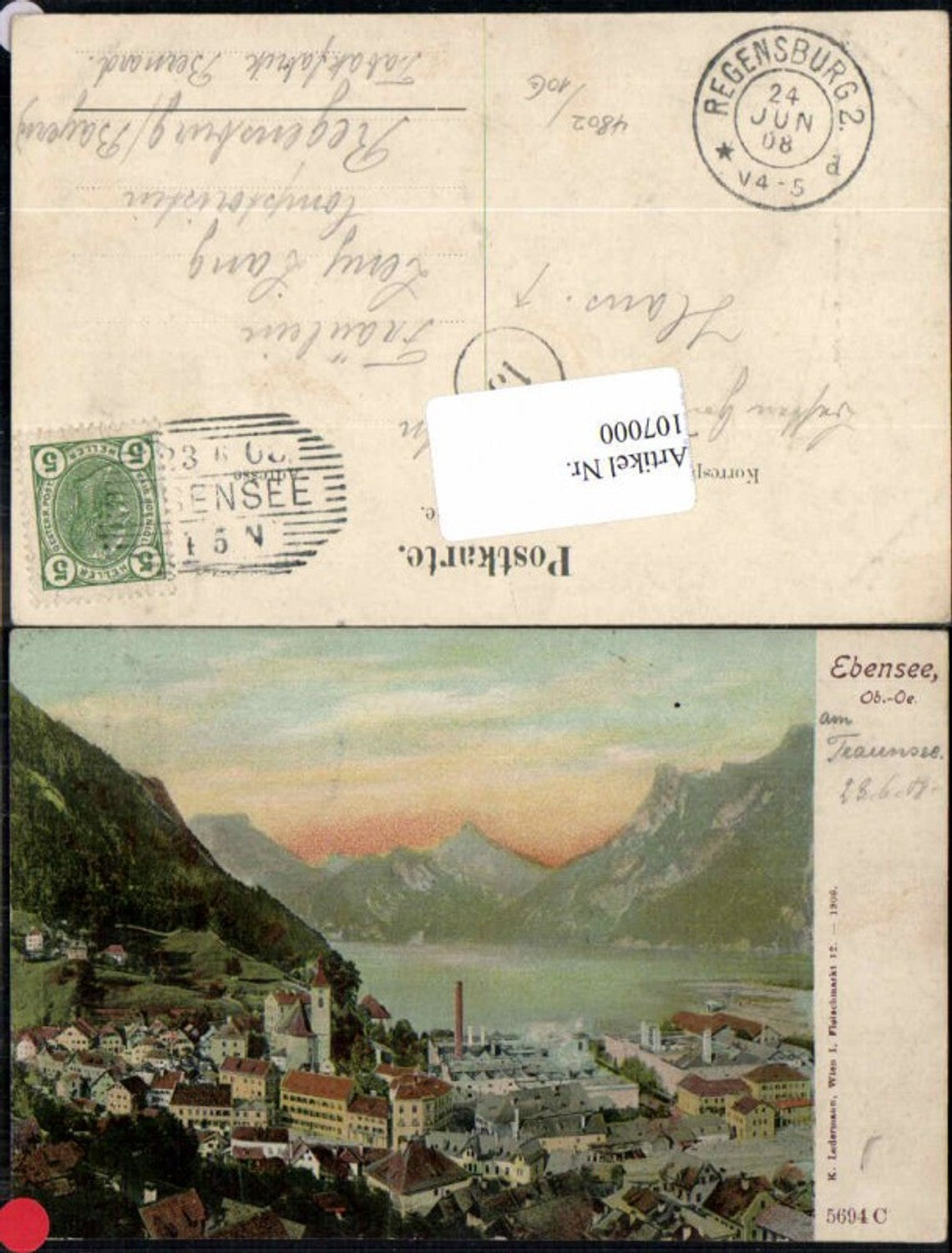 107000,Ebensee am Traunsee 1908 Tolle Ortsansicht