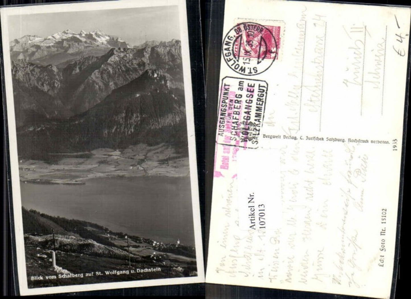 107013,Schafberg St Wolfgang Dachstein 1935
