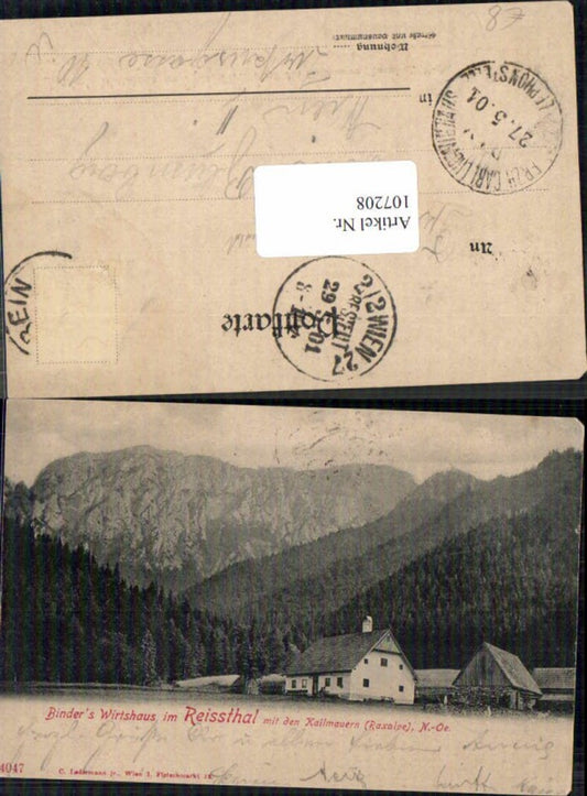 107208,Binder Gasthaus in Nasswald Reissthal m. Rax Reisstal 1905