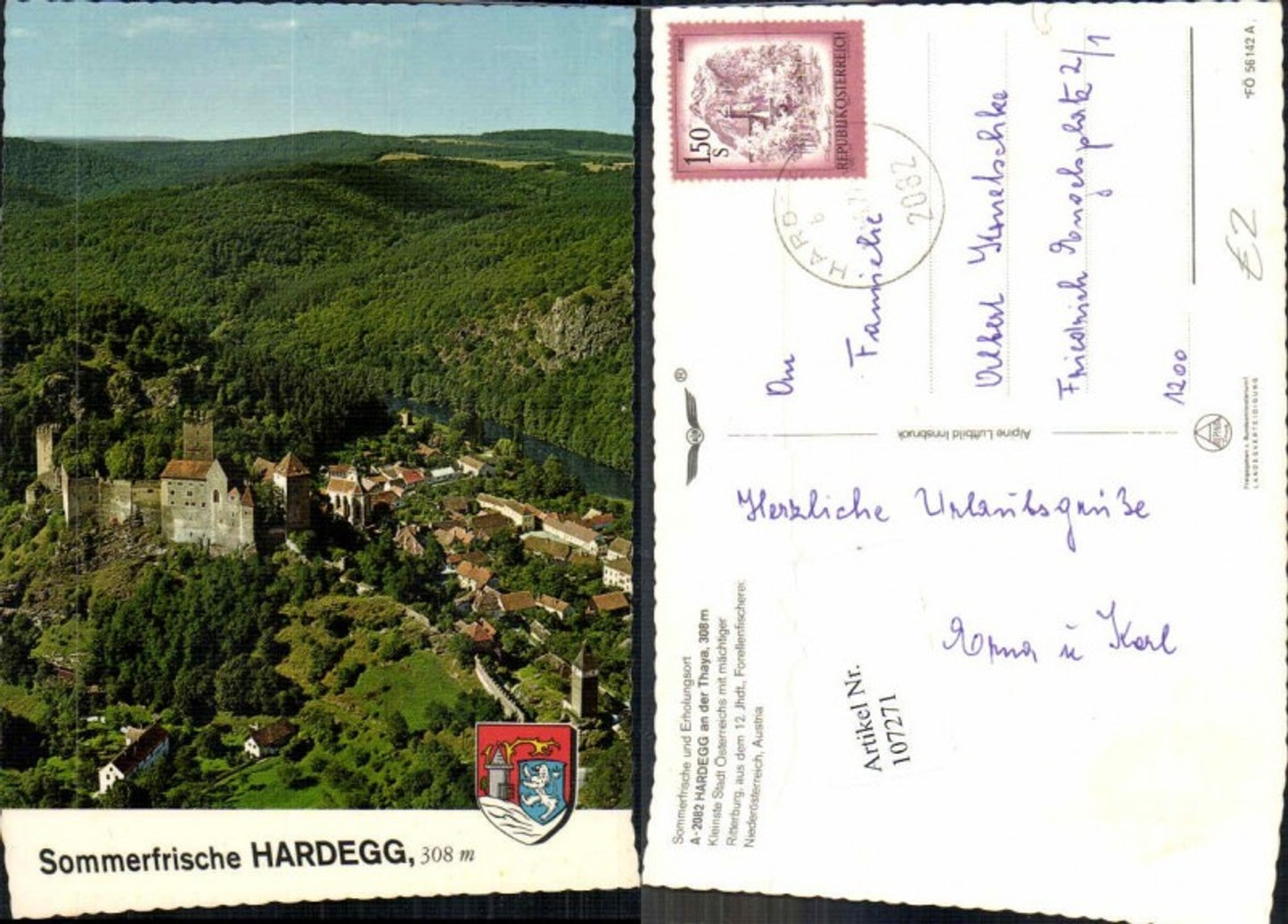 107271,Alpine Fliegeraufnahme Hardegg a.d. Thaya