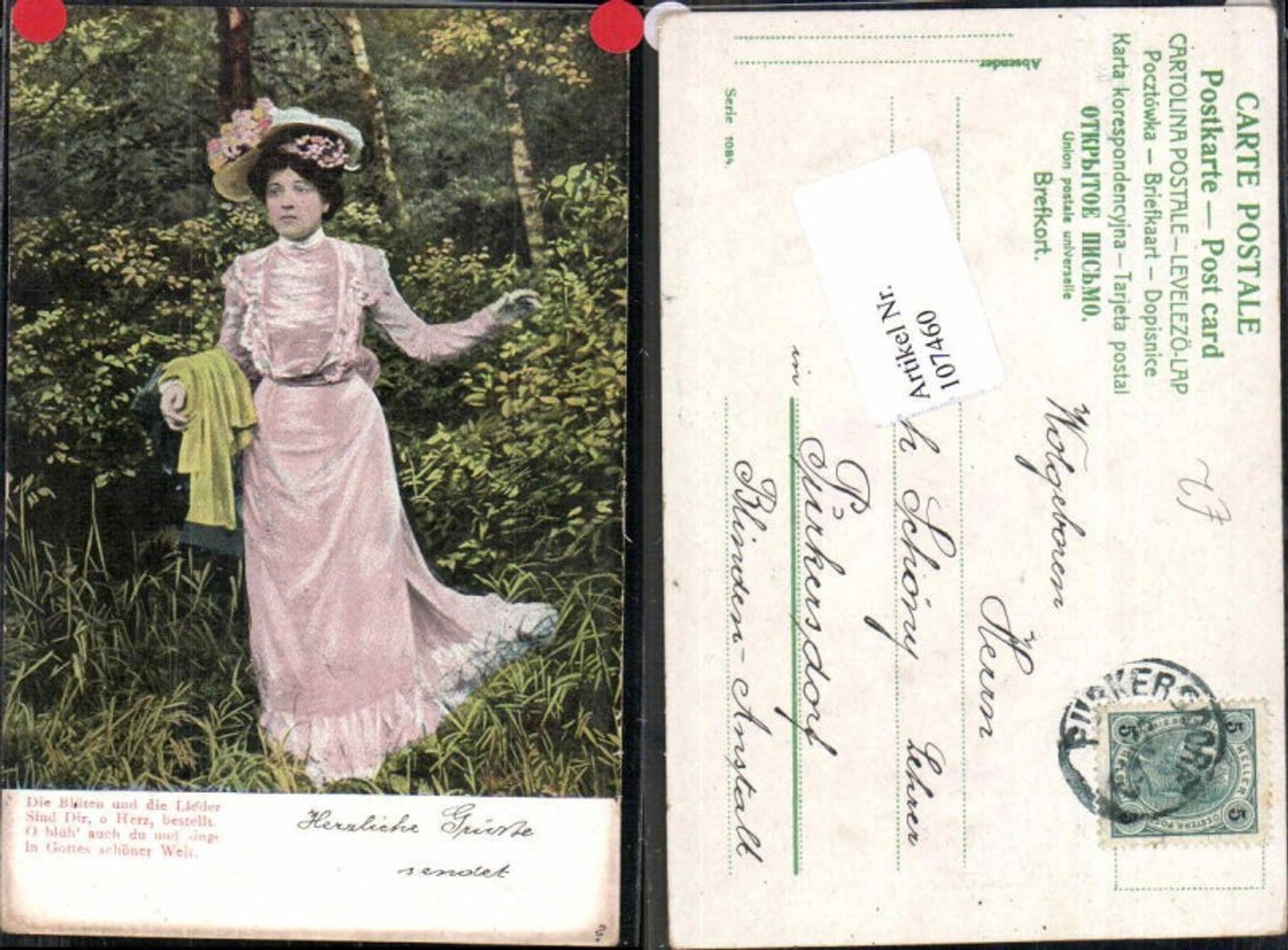 107460,Frau m. Hut Kleid Hat Girl im Wald