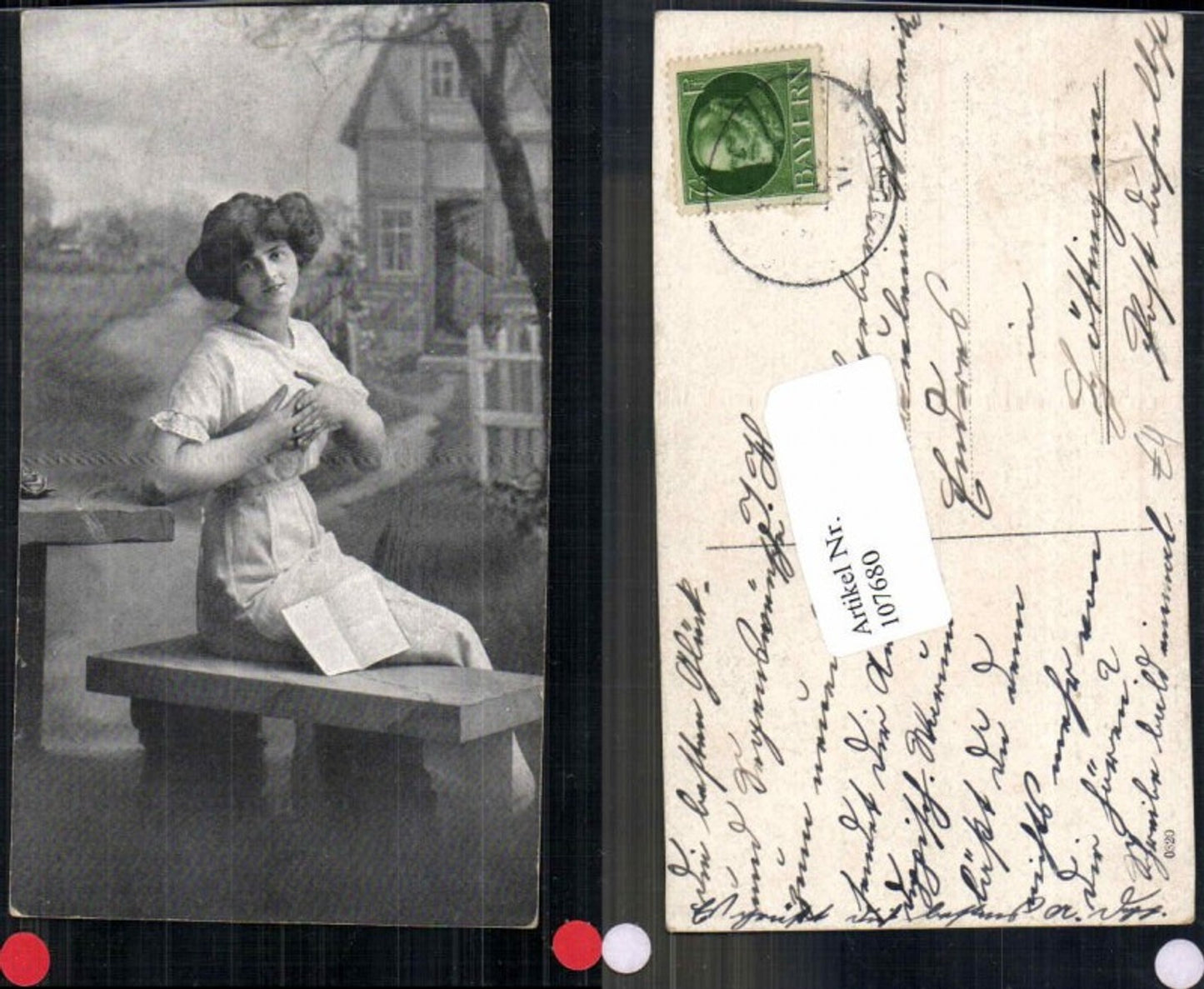 107680,Edwardian Girl Schöne Frau m. Brief