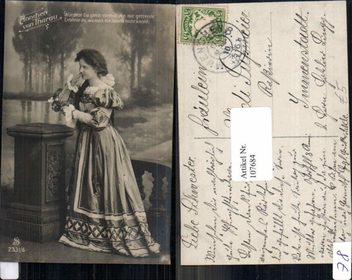107684,Edwardian Girl Schöne Frau Kleid Annchen von Tharau