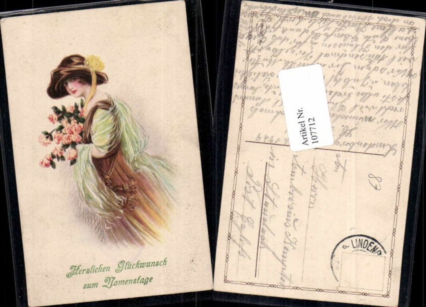 107712,Art Nouveau Nice Edwardian Hat Fashion Girl Veil Schöne Frau Hut Hutmode