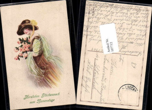 107712,Art Nouveau Nice Edwardian Hat Fashion Girl Veil Schöne Frau Hut Hutmode