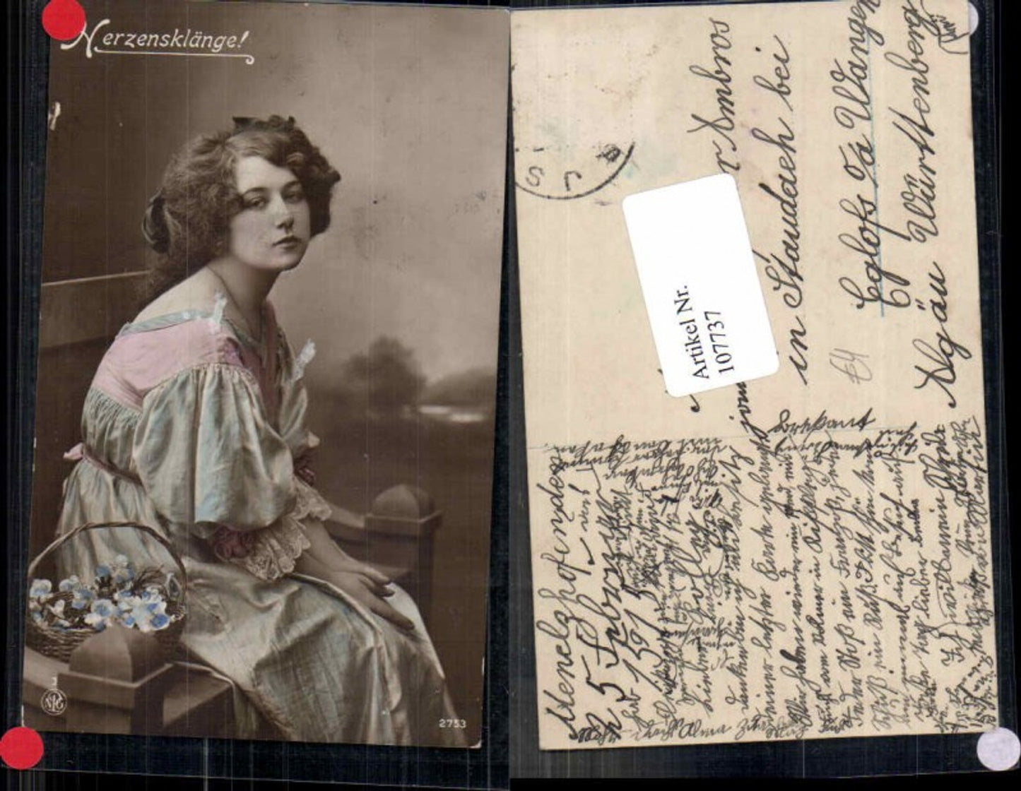 107737,NPG Edwardian Girl Schöne Frau Blumen Kleid