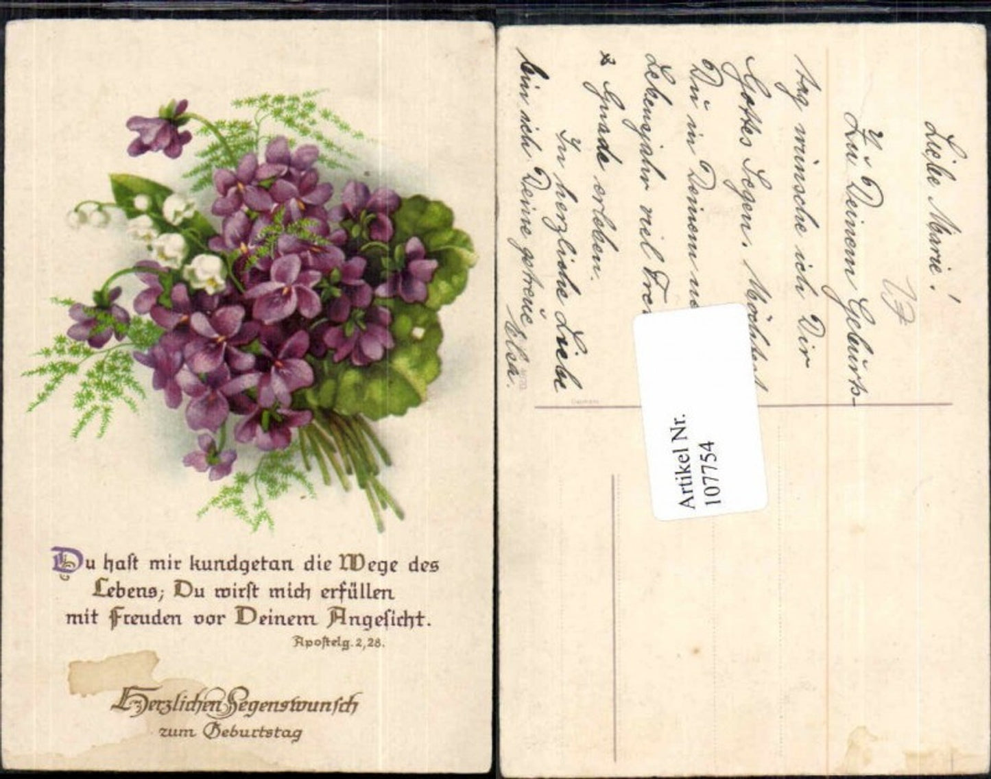 107754, Birthday Violet Flowers Saying Psalm