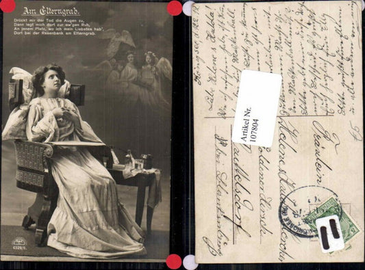 107804,Edwardian Girl Mädchen Frau Engel am Elterngrab